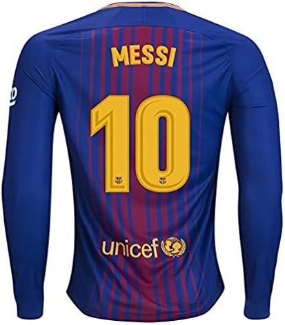 Sneyke Barcelona Messi 10 2017-2018 Home Long Sleeve Jersey Men's Color Blue Size L
