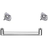 Zonabellix Surface Staple Piercings Prong-setting 4mm CZ Titanium Surface Tragus Piercing Jewelry 10/12/14/16mm Barbell