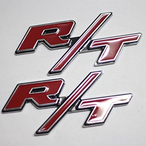Aupas 2 Pieces Red Metal R/T RT Side Fender Emblem Badge Sticker for Dodge Challenger Charger