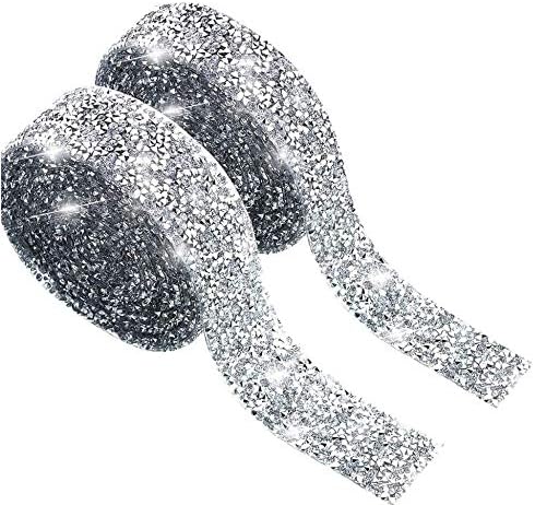 2 Rolls Crystal Rhinestone Ribbon, 8.6 Yards Self Adhesive Crystal Rhinestone Diamond Ribbon