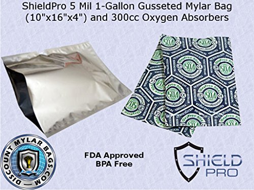 Shieldpro 1 gallon gusseted 5 mil genuine mylar bags and 300cc ox…