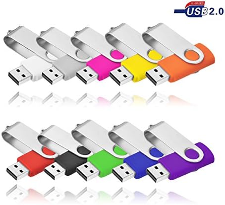 HKUU Flash Drive 2 GB USB 2.0 10 Pcs Memory Stick Thumb Drives Pack Jump Drive Zip Drive Pack with Led Indicator（Muti Color）