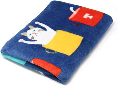 Amazon ひざ掛け もこもこ ブランケット フリース 膝掛け 毛布 ふわふわ マイクロファイバー オフィス 可愛い アニマルパターン ブランケット 裏起毛 ぽかぽか ふわふわ 冬 D カップ猫ブルー ひざ掛け ハーフケット オンライン通販