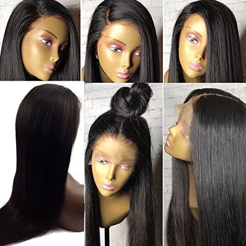 Trebellar Silky Straight 360 Human Hair Wigs Pre Plucked Virgin Brazilian Hair 360 Lace Frontal Wigs Straight with Baby Hair Bleached knots Glueless 360 Wigs Natural Color 150% Density 18Inch