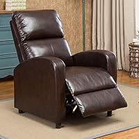 BONZY HOME Recliner Chair Breathing Leather Home Theater Seating Glider Chair with Lumbar Support Overstuffed Easily Push Back Reclining Single Sofa for Living Room Office (Brown)