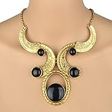 Less Like Women Vintage Acrylic Carved Bib Collar Statement Necklace Pendant