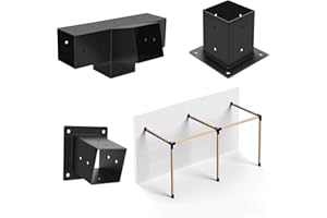 Aukivon Pergola Bracket Kit, 15° Slanted Roof Wall Mount 4-Way Pergola Kit with Post Base, Easy Installation for 4''x4'' Wooden Beams, Ideal for Gazebos, Patio Pergolas, Log Cabin