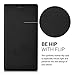 kwmobile Flip Case Compatible with Sony Xperia XZ/XZs - Smooth PU Leather Slim Folio Cover Phone Holder - Black