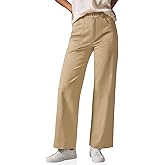 Cicy Bell Womens Wide Leg Pants Summer Baggy Casual Elastic High Waisted Cotton Trousers with Pockets