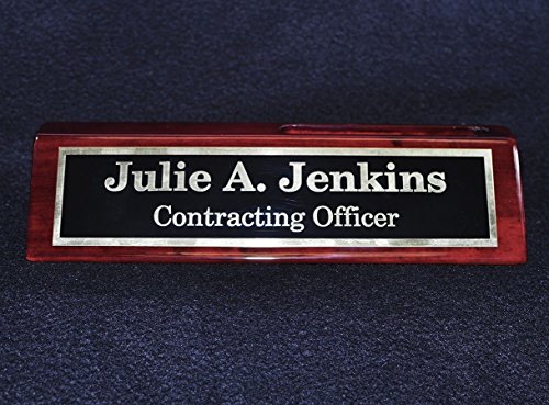 Desk Name Plate with Card Holder | Custom Name Plate | Personalized Desk Plate with Business Card Holder - Thumbnail 3