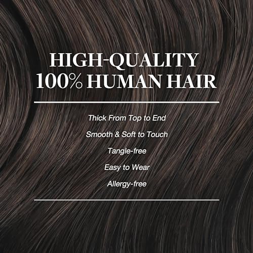 GOO GOO Adhesive Hair Extensions Natural Hair, 45 cm 150 g 9pcs, Real Natural Human Hair Extensions, 2 Dark Brown