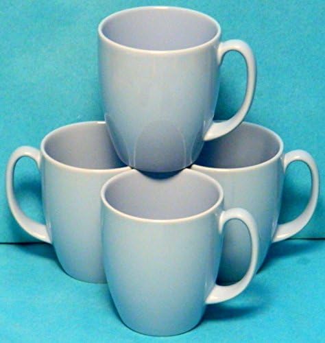 Corelle Corning Light Blue Stoneware Coffee Cups Mugs - (Set of 4 Mugs)