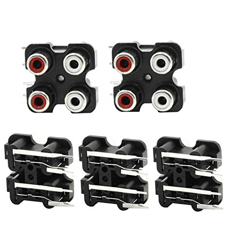 HTTX 5-Pack PCB Mounted AV Concentric Outlet 4 RCA Female Jack Video AV Socket Right Angle Connector