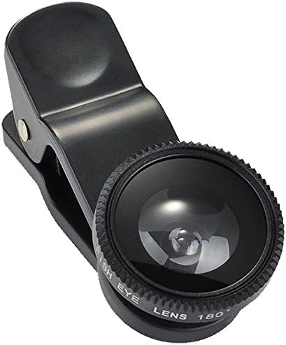 Raki,3 in 1 Clip-On 180° Fisheye Lens + 0.67X Wide Angle + 10X Macro Camera Lens Kit for iPhone 7/7+/Se/6s/6/6 Plus, iPad, Samsung Galaxy S7/S6/Edge, Note 5/4, LG G5, Moto X/G, (Black)