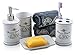Vintage Chic Bathroom Accessory Set. Classic French Provincial 4 Piece Bath Gift Set includes liquid soap/lotion dispenser, toothbrush holder, tumbler, and soap dish.