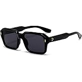 EYLRIM Square Frame Sunglasses for Women Men Fashion Rectangle Sun Glasses UV400 Protection Black Shades