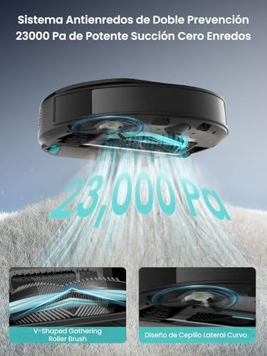 M5 MAX Robot Aspirador y Fregasuelos con Base de Autovaciado, Lavado 75℃, Autovaciado 3,2L, 23000 Pa, 120 Días Autolimpieza, Navegación Láser dToF, 5G WiFi/App/Alexa, Gris