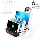 CXCase 6-Port USB Charging Station Dock Stand & Organizer, Multi Port Charger Station, Universal Cell Phone Docking Station for iPhones, Samsung Galaxy, iPad, Tablets, Apple Watch, Smartphones