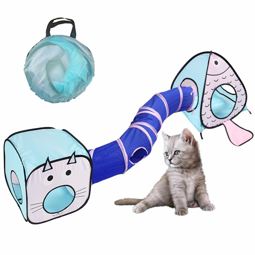 Floving Cat Tunnel - Pop Up Kitty Tube Set, Long Cat Tube with Plush Ball, Kitten & Puppy Toy for Indoor Play