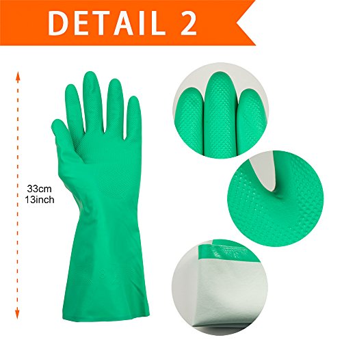 ThxToms (3 Pairs) Reusable Nitrile Gloves, Household Cleaning Gloves for Dishwashing, Latex Rubber Free, Large - Thumbnail 2