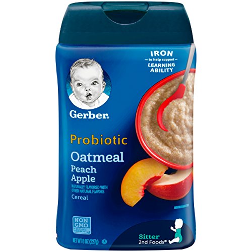 Gerber Baby Cereal Probiotic Oatmeal & Peach Apple Baby Cereal Canister, 8 oz