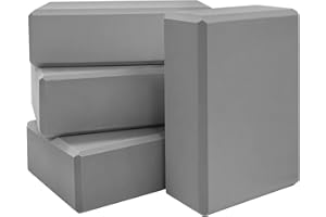 BIGUPHATE Yoga Blocks 4 Pack - Premium EVA Foam Bricks for Pilates Workout, Stretching, Meditation - Yoga Brick for Flexibility, Balance, Spine Strength, Non-slip and Lightweight Exercise Blocks