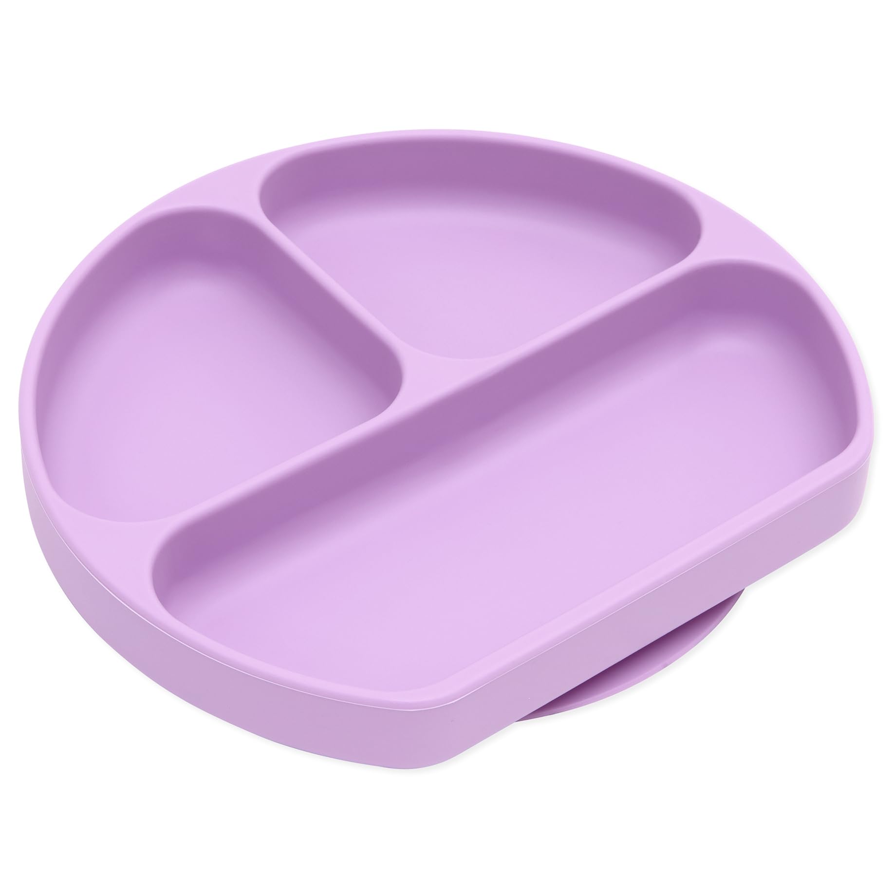 Bumkins Toddler and Baby Suction Plate, Divided Grip Dish for Babies and Kids, Baby Led Weaning, Feeding Supplies, Sticks to Tables and Highchairs, Platinum Silicone, for Chidren 6 Months, Lavender