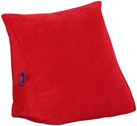 EONSHINE Fluffy Soft Down Alternative Filled Triangle Wedge Cushion Pillow for Bed Sofa Backrest Reading, Corduroy, Pack of 1 (18.9x15x9.5", Red)