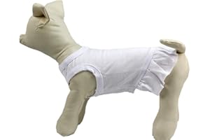 LOVELONGLONG Pet Clothes Small Dog Clothing Blank Color Sport Dress T-Shirts Tee Dresses Tanks Top for Small Size Female Dogs Summer Spring Pet Costumes 100% Cotton (M, White)