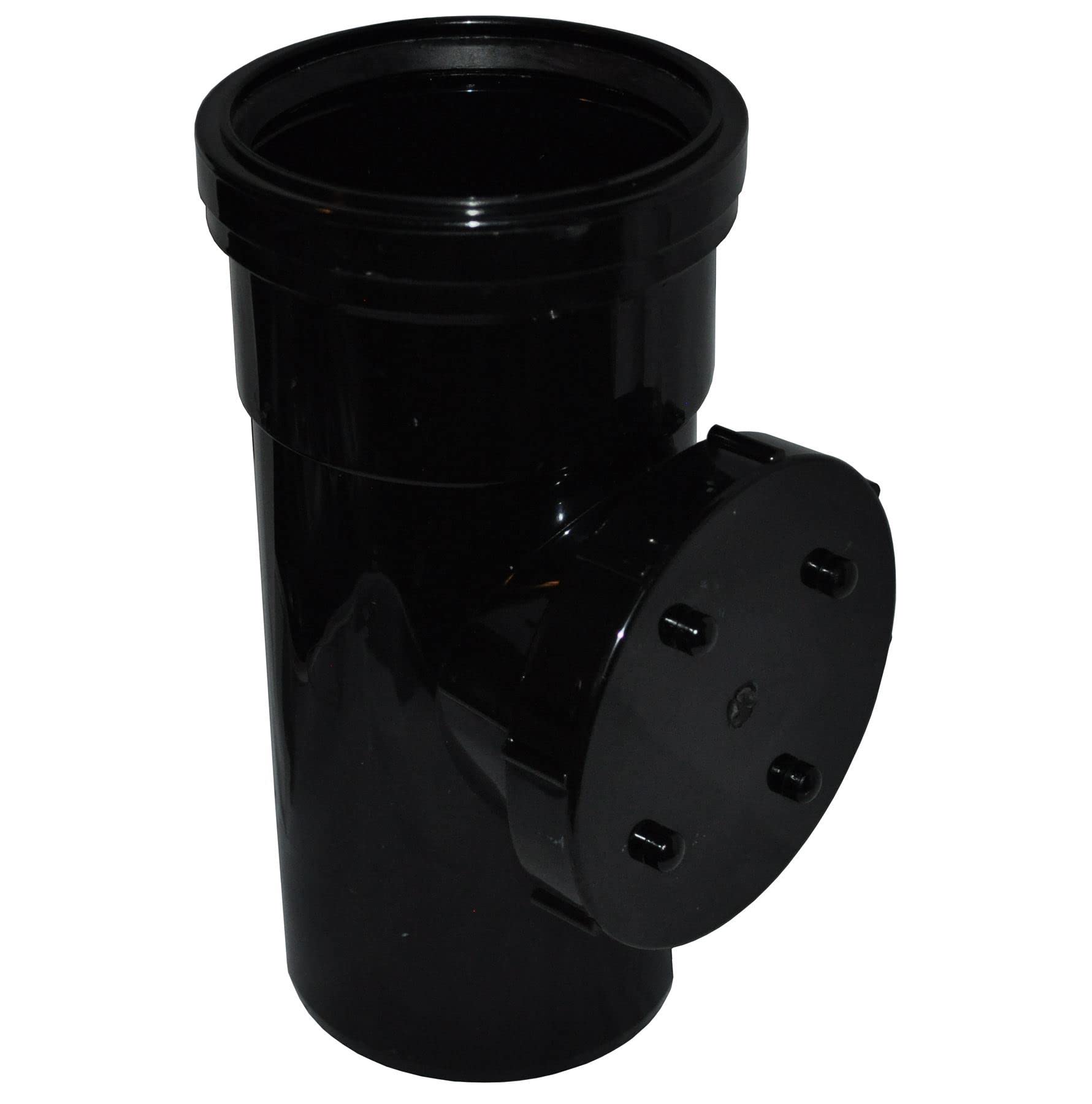 Single Socket Pushfit Access Soil Pipe - Black