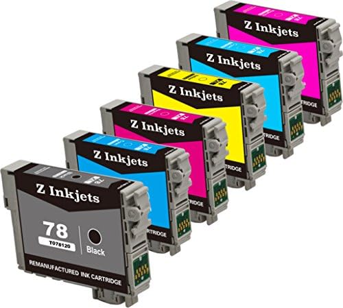 6 Pack Z Inkjets Remanufactured Ink Cartridges for Epson 78 T078120 T078320 T078220 T078420 T078520 T078620 Stylus Photo R260 R280 R380 RX580 RX595 RX680 Artisan 50