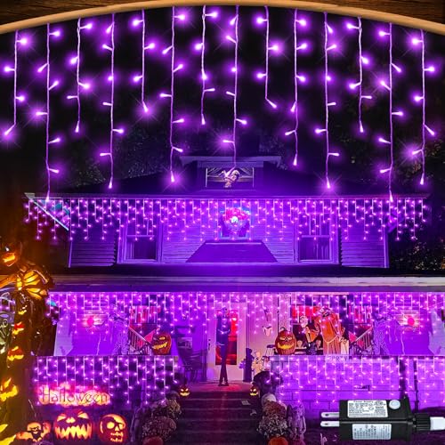 Purple Halloween Lights Outdoor Icicle Lights