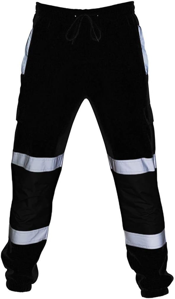 Houshelp Men's Enhanced Visibility Work Pants High Visibility Reflective Safety Pants Sweatpants Joggers Trousers