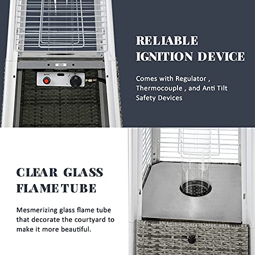 PAMAPIC Patio Heater with Cover, 42,000 BTU Pyramid Flame Outdoor Heater, Quartz Glass Tube