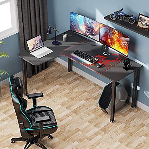 EE Eureka Ergonomic 61 inch L Shaped Corner Desk,Ergonomic Gamer Table