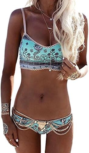 Vanjo Bohemian Print Balconette Bikini,Summer Beach Sexy Sling Two Piece Swimsuit Swimwear