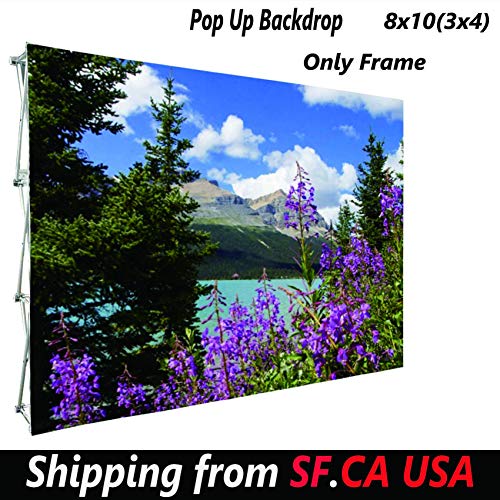 8'x10' (3x4) Velcro Tension Fabric Straight Pop Up Display Stand Trade Show Backdrop Booth Frame (ONLY Hardware)