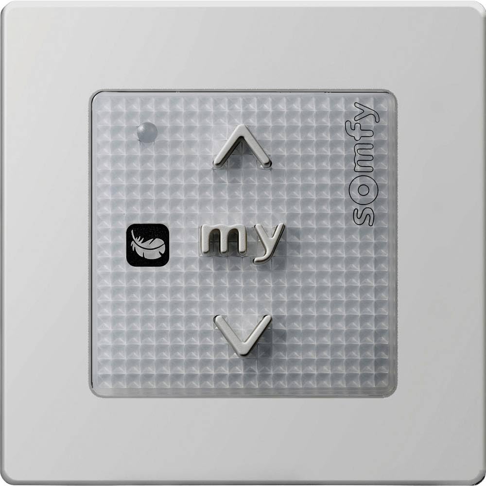 Somfy 1 Channel Wall Switch IP30 868.95 MHz - Plastic, White, Round Head, Green, Smart Home Wall Switch