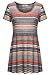 Helloacc Women Summer Tunic Shirts, Short Sleeves Fit and Flare Tops Blue 2XL