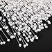 canjoyn 100 Stems Pearl Sticks Beading on Wire Stems for DIY Garland Bridal Wedding Pearl Bouquet Home Party Decor Craft (Silver)