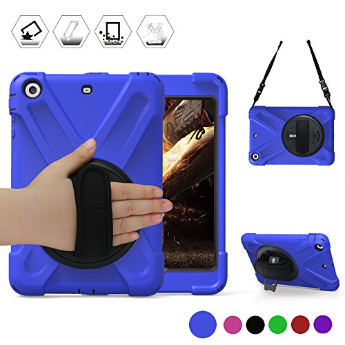 BRAECN Rugged Heavy Duty Protective iPad Mini 1/2/3 Case,360 Degrees Swivel Stand and Hand Grip Strap/a Shoulder Strap for Apple iPad Mini1st, 2nd and 3rd Generation