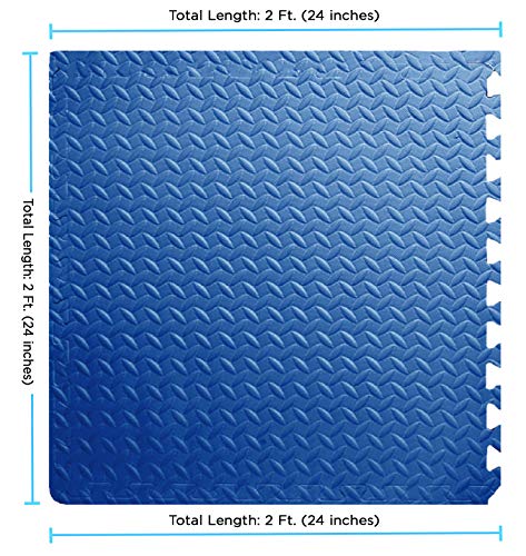 Aduro Sport Workout Floor Mat, Interlocking Foam Floor Mats, Exercise Rubber Foam Play Mat for Home Gym (Blue) - Thumbnail 6