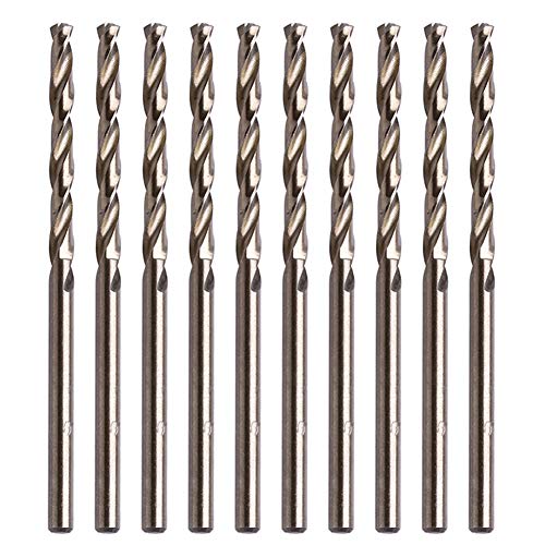 LudoPam 1/8 Inch Cobalt Drill Bit Set, M35 HSS Twist Jobber Length for Hardened Metal, Stainless Steel, Cast Iron, Pack of 10