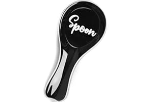 HAKSEN Ceramic Spoon Rest, Black Utensil Rest for Stove Top Large Spoon Holder 9.5 Inch for Kitchen Counter Ladle Spatula