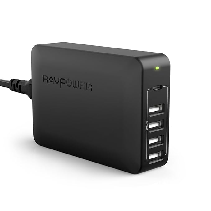 RAVPower 5-Port 60W USB C Ladegerät, 1 Port mit 45W Power Delivery für iPhone XS/XS Max/XR/X/8/8 Plus, MacBook, iPad Pro Air 