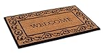 BirdRock Home Welcome Coir Doormat with Scroll Border | 18 x 30 Inch | Standard Welcome Mat with Black Decorative Border | Natural Fade | Vinyl Backed | Outdoor