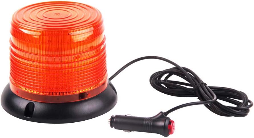 HEHEMM Car Truck Round 54 LED Emergency Strobe Light Magnetic Warning Safety Lights 12V Amber