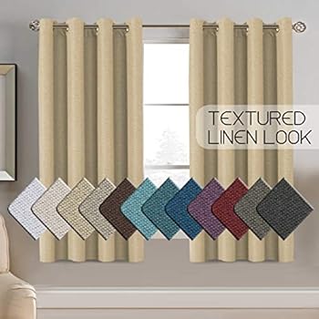 H.VERSAILTEX Linen Curtains Room Darkening Light Blocking Thermal Insulated Heavy Weight Textured Rich Linen Burlap Curtains for Bedroom/Living Room Curtain, 52 by 63 Inch - Beige (1 Panel)