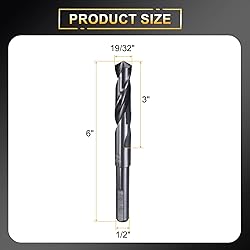 HARFINGTON 19/32" Drill Bit 1/2" Reduced Shank
