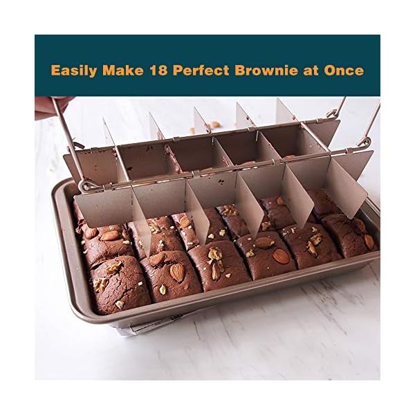 Blkthun-with-Dividers-Brownie-Pan-Non-Stick-Carbon-Steel-Bakeware-with-18-Pre-Slice-Oven-Baking-Tray-30-X-20-X-5-cm Blkthun Brownie BakingTray with Dividers Brownie Pan - Non-Stick Carbon Steel Bakeware with 18 Pre-Slice, Brownie Tin…